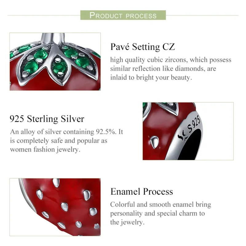 (image for) Pandora Style Silver Strawberry Charm - SCC369 - View 6