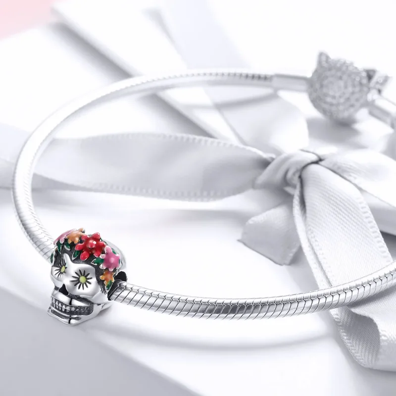 (image for) Pandora Style Silver Sugar Skull Charm - SCC888 - View 4