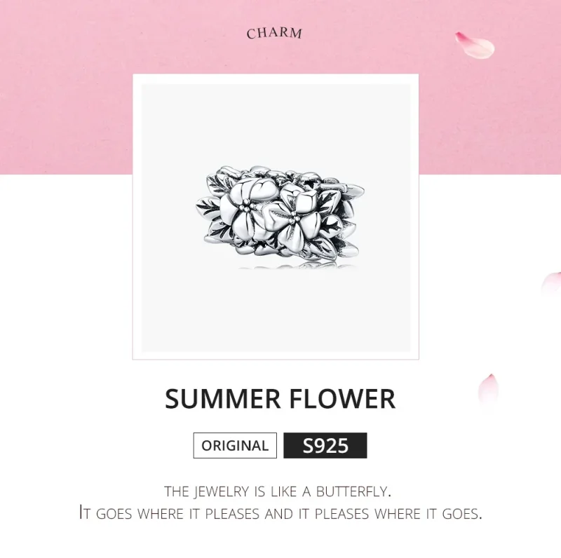 (image for) Pandora Style Silver Summer Flower Charm - SCC1488 - View 5