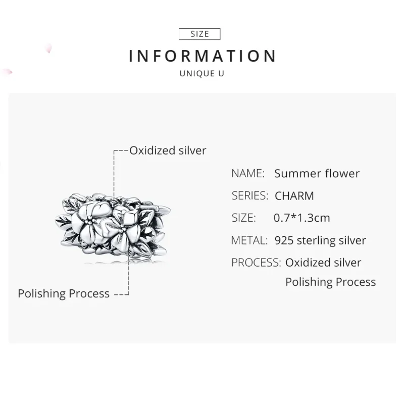 (image for) Pandora Style Silver Summer Flower Charm - SCC1488 - View 7