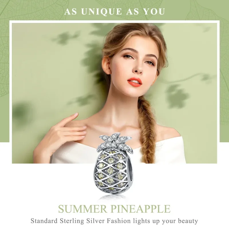 (image for) Pandora Style Silver Summer Pineapple Charm - SCC936 - View 6