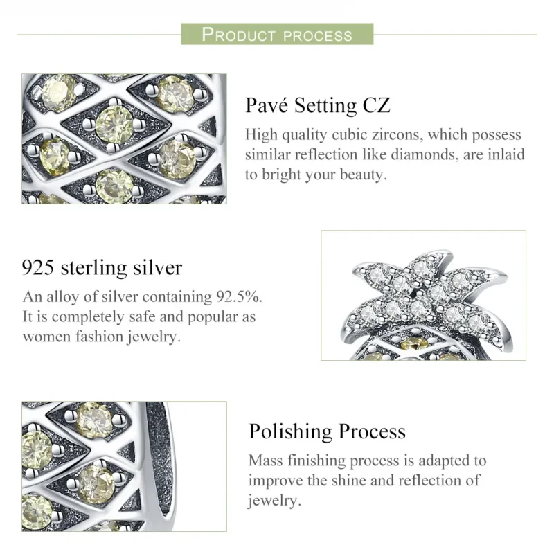 (image for) Pandora Style Silver Summer Pineapple Charm - SCC936 - View 7