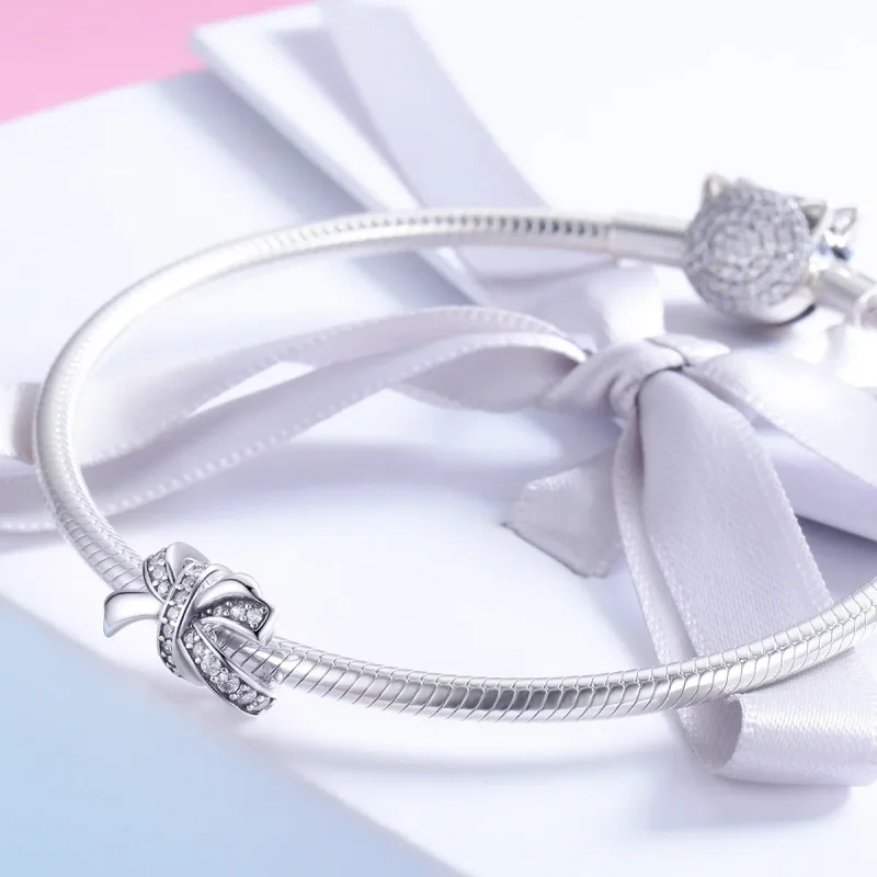 (image for) Pandora Style Silver Sweet Bow Charm - SCC773 - View 3