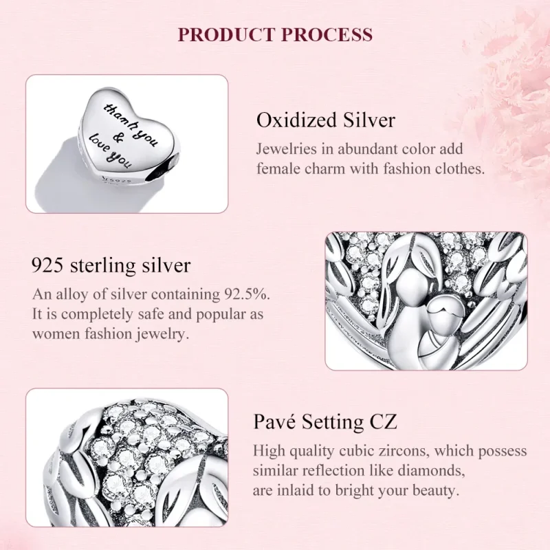 (image for) Pandora Style Silver Thank you & Love you Charm - SCC1462 - View 7