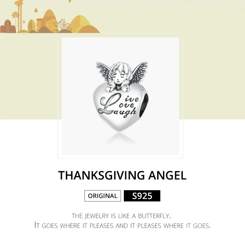 (image for) Pandora Style Silver Thanksgiving Angel Charm - SCC1633 - View 6