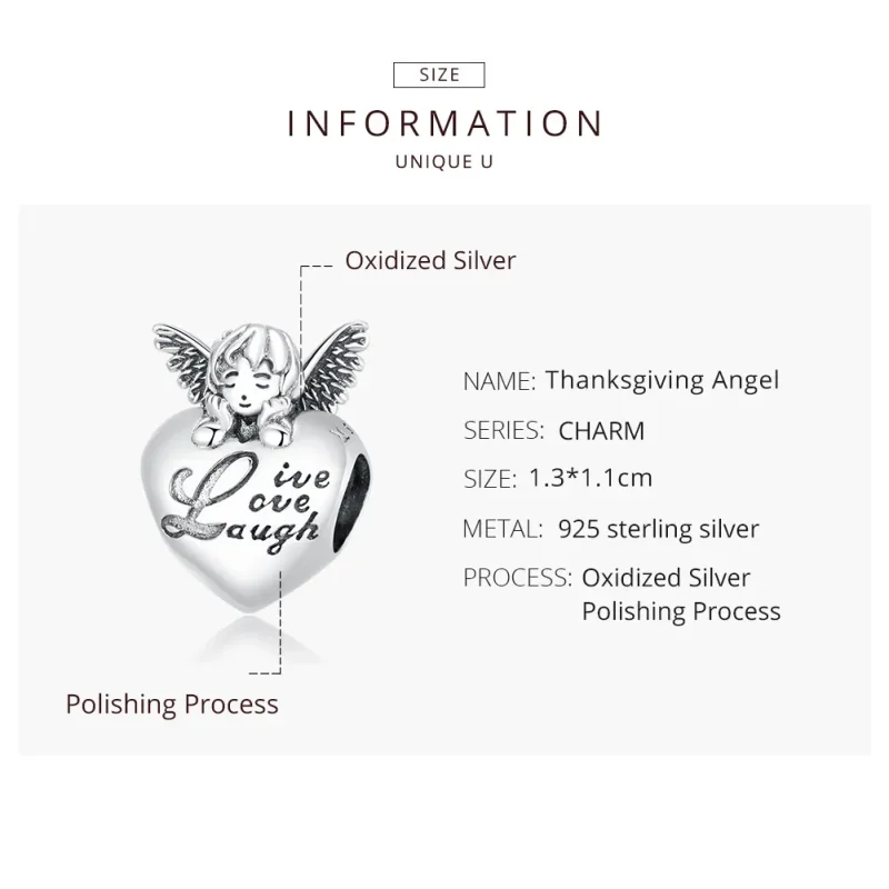(image for) Pandora Style Silver Thanksgiving Angel Charm - SCC1633 - View 8