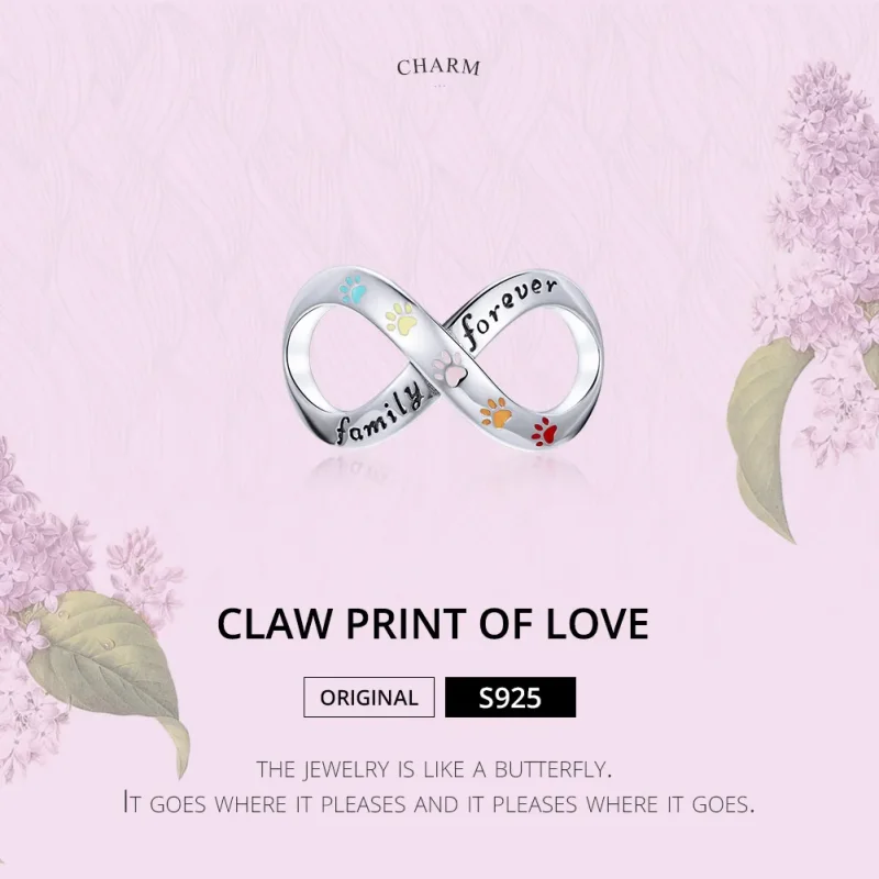 (image for) Pandora Style Silver The Paw Print of Love Charm - SCC1849 - View 7