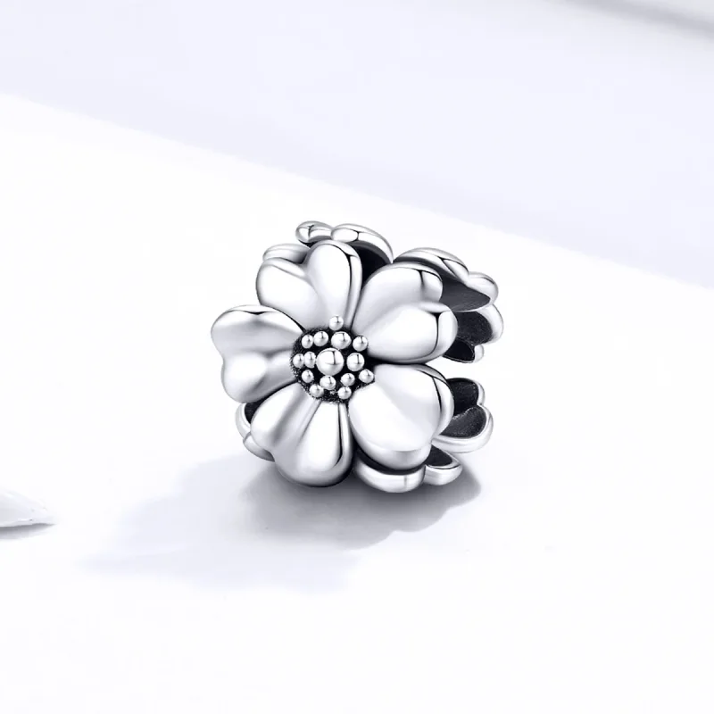 (image for) Pandora Style Silver Three Flowers Charm - SCC1486 - View 2