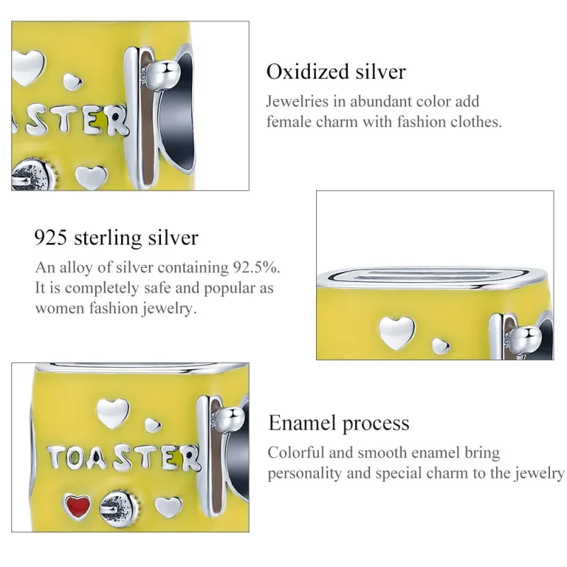 (image for) Pandora Style Silver Toaster Charm - SCC1863 - View 8