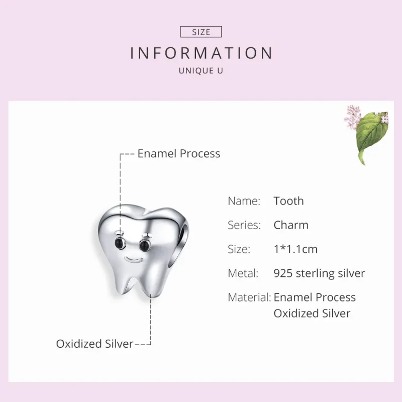 (image for) Pandora Style Silver Tooth Charm - SCC1401 - View 6