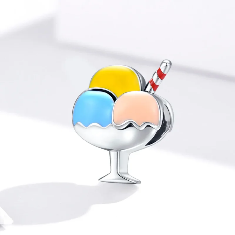 (image for) Pandora Style Silver Tri-Color Ball Ice Cream Charm - SCC1532 - View 2