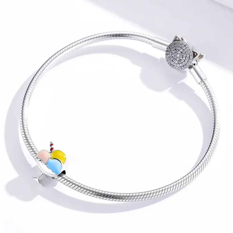 (image for) Pandora Style Silver Tri-Color Ball Ice Cream Charm - SCC1532 - View 3