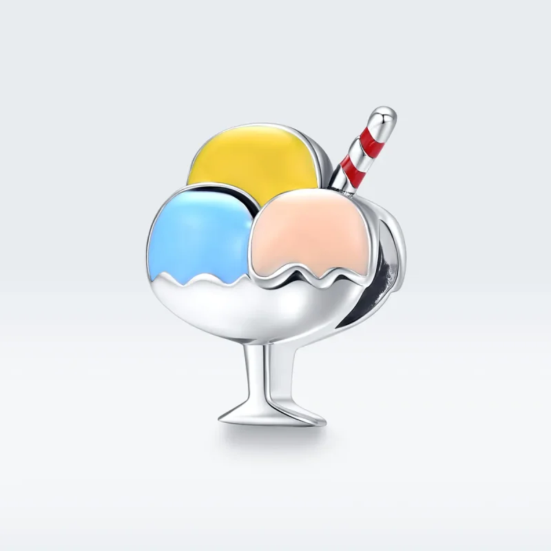 (image for) Pandora Style Silver Tri-Color Ball Ice Cream Charm - SCC1532 - View 5