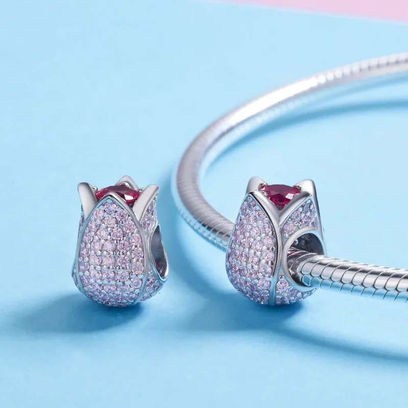 (image for) Pandora Style Silver Tulip Charm - SCC569 - View 5