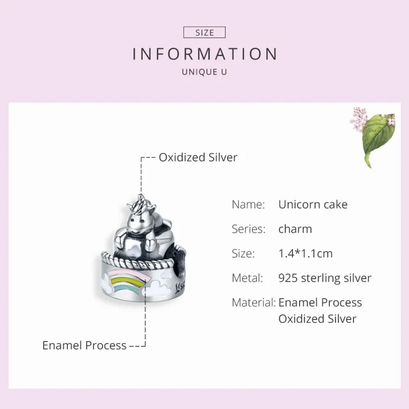 (image for) Pandora Style Silver Unicorn Cake Charm - SCC1311 - View 3