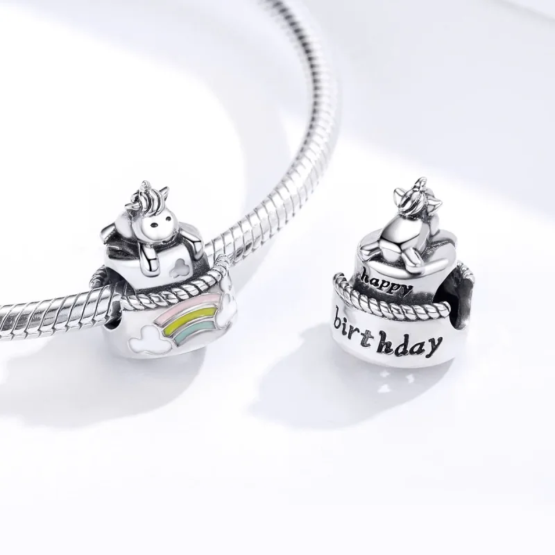 (image for) Pandora Style Silver Unicorn Cake Charm - SCC1311 - View 4