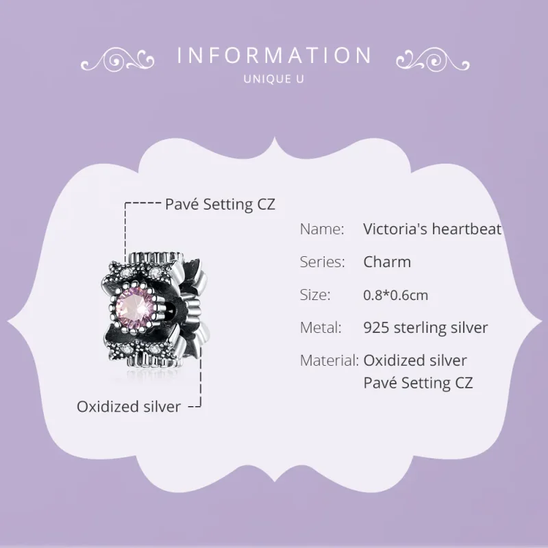 (image for) Pandora Style Silver Victoria'S Heartbeat Charm - SCC1784 - View 6