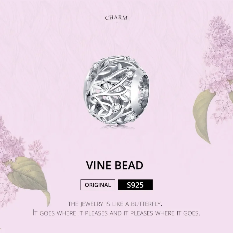 (image for) Pandora Style Silver Vine Charm - BSC256 - View 6