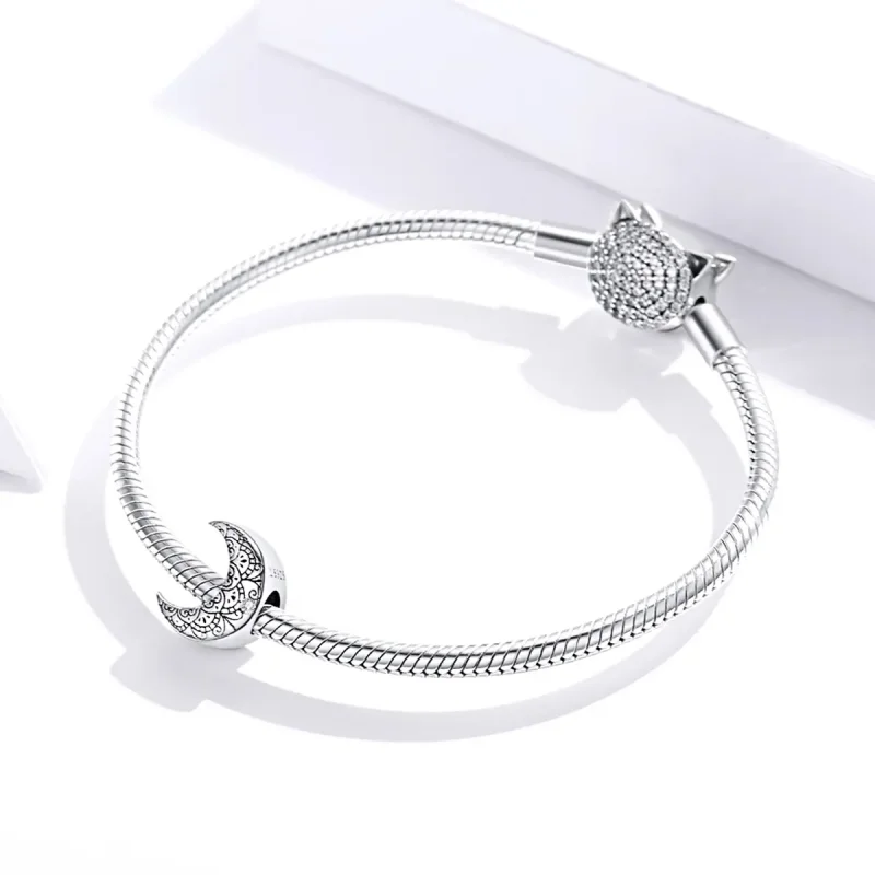 (image for) Pandora Style Silver Vine & Moon Charm - SCC1604 - View 3