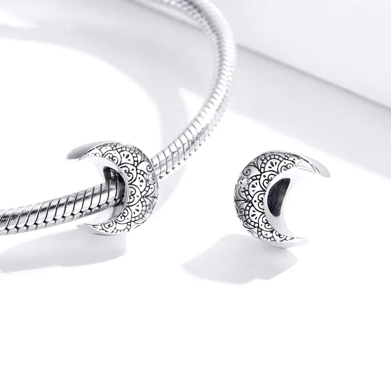 (image for) Pandora Style Silver Vine & Moon Charm - SCC1604 - View 4