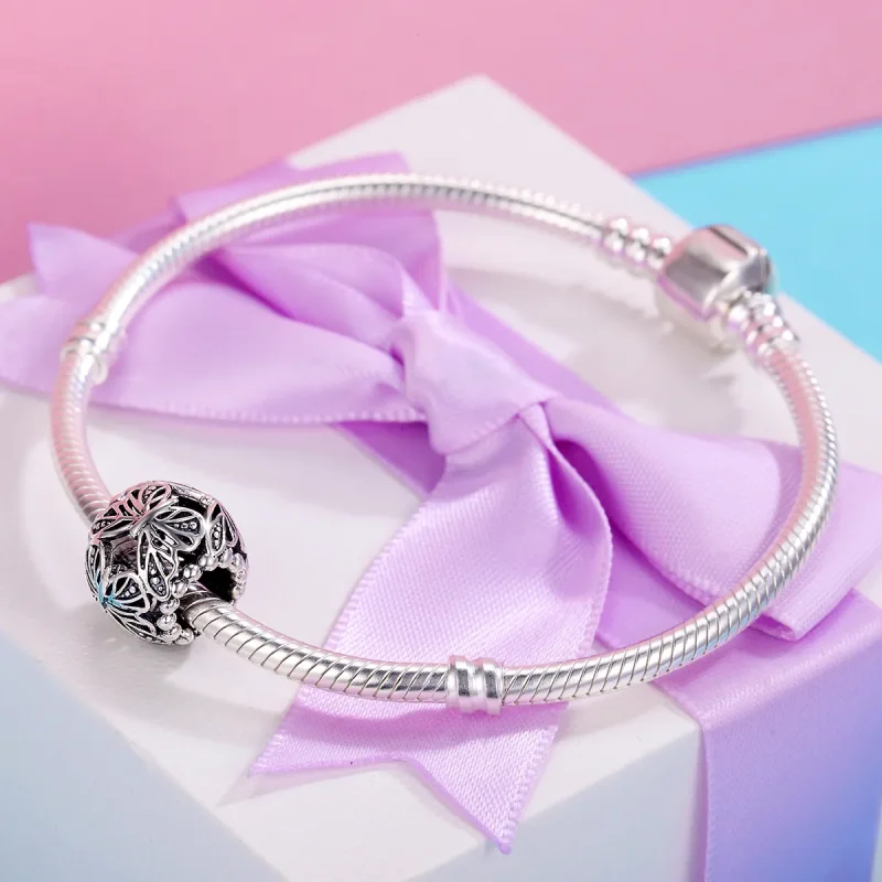 (image for) Pandora Style Silver Vintage Butterfly Charm - SCC491 - View 5