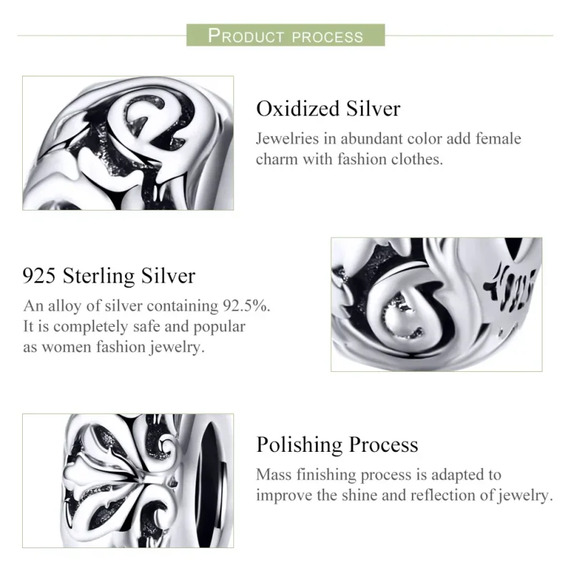 (image for) Pandora Style Silver Vintage Flower Spacer - SCC1139 - View 5
