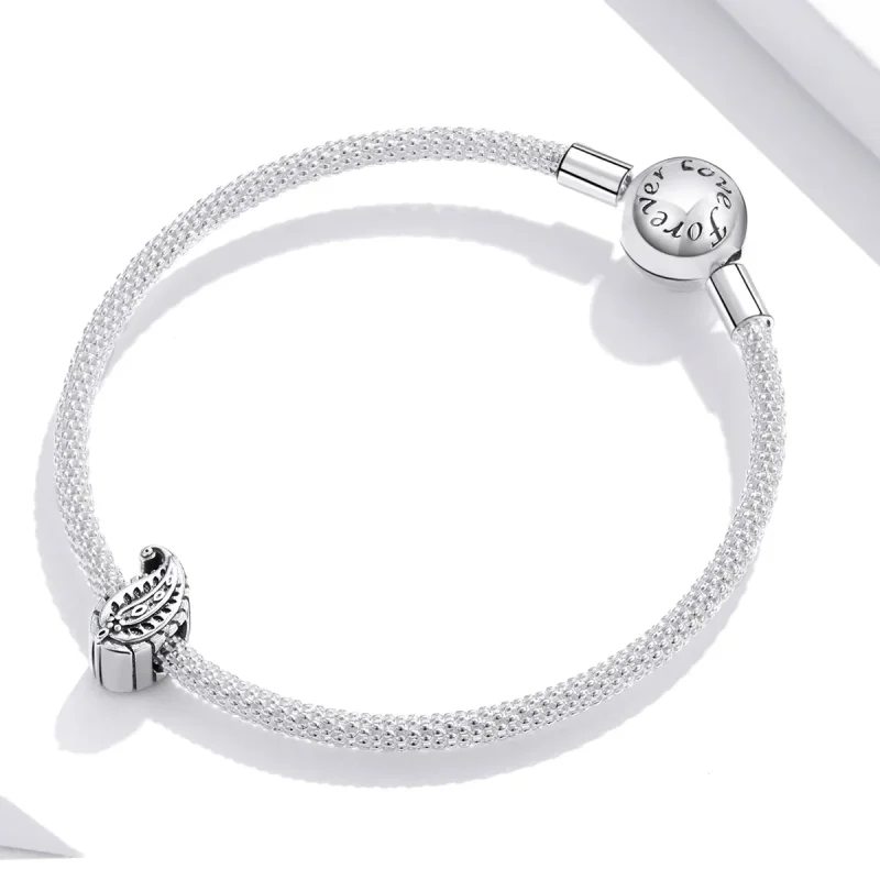 (image for) Pandora Style Silver Vintage Leaves Charm - SCC1824 - View 3