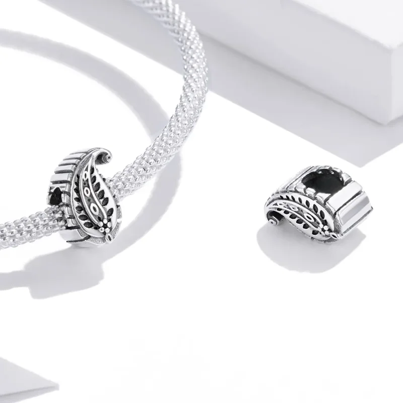 (image for) Pandora Style Silver Vintage Leaves Charm - SCC1824 - View 4