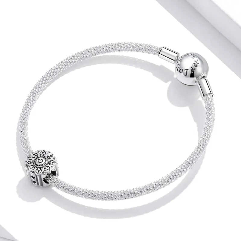 (image for) Pandora Style Silver Vintage Lotus Charm - SCC1823 - View 3
