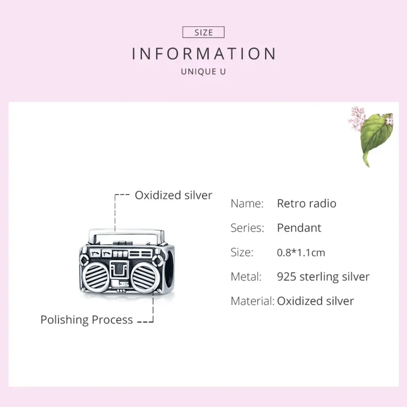 (image for) Pandora Style Silver Vintage Radio Charm - SCC1873 - View 6