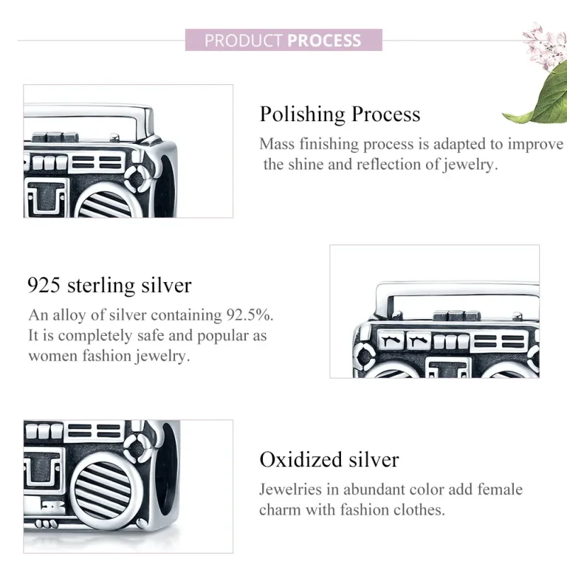 (image for) Pandora Style Silver Vintage Radio Charm - SCC1873 - View 7