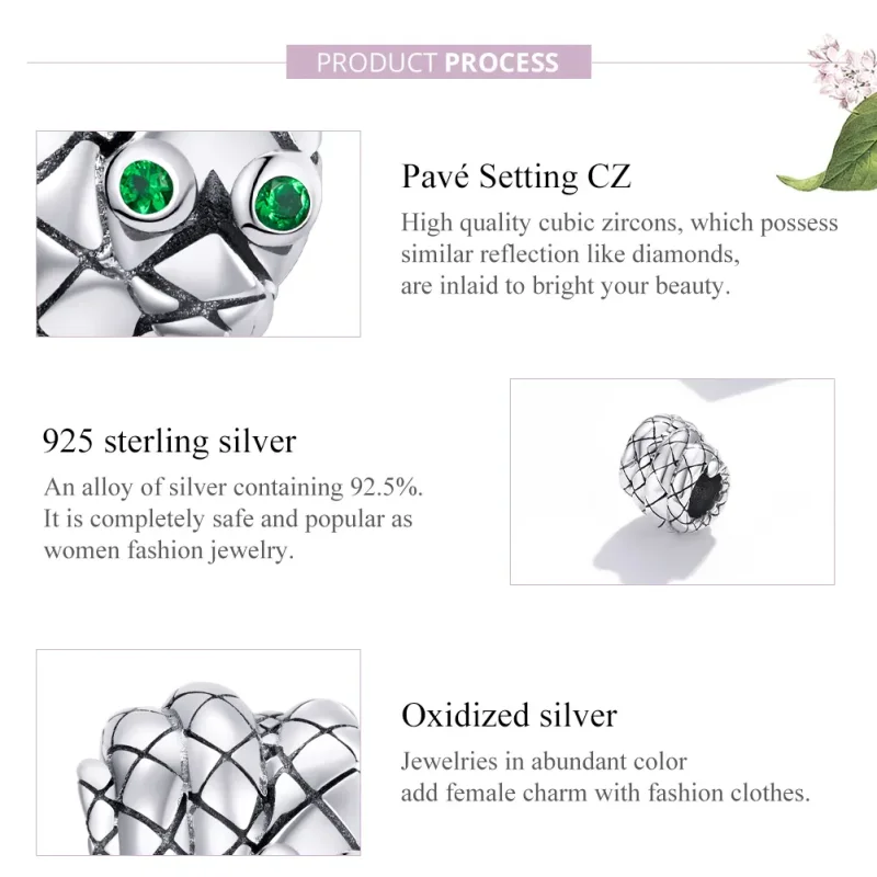 (image for) Pandora Style Silver Vintage Snake Charm - SCC1770 - View 8