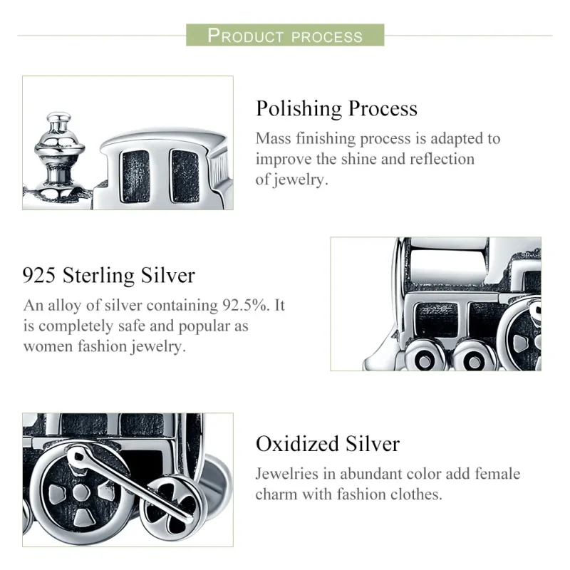 (image for) Pandora Style Silver Vintage Train Charm - SCC507 - View 6