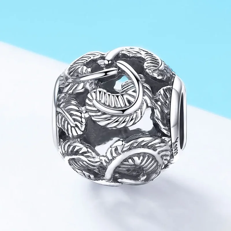 (image for) Pandora Style Silver Vintage Wings Charm - SCC810 - View 2