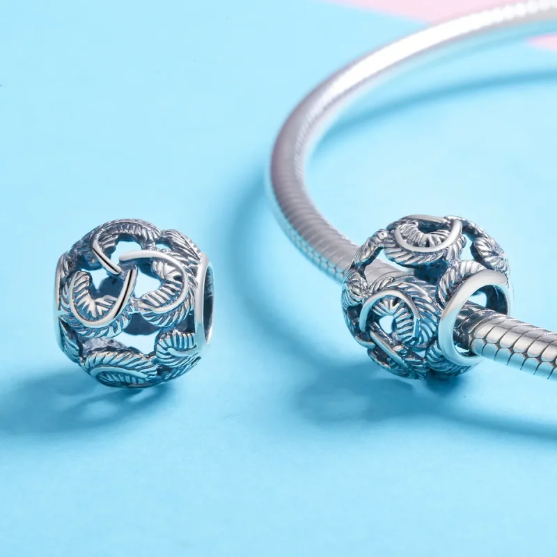 (image for) Pandora Style Silver Vintage Wings Charm - SCC810 - View 3