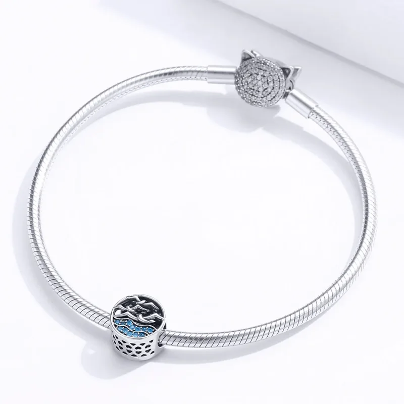(image for) Pandora Style Silver Wave & Seagulls Charm - SCC1454 - View 3