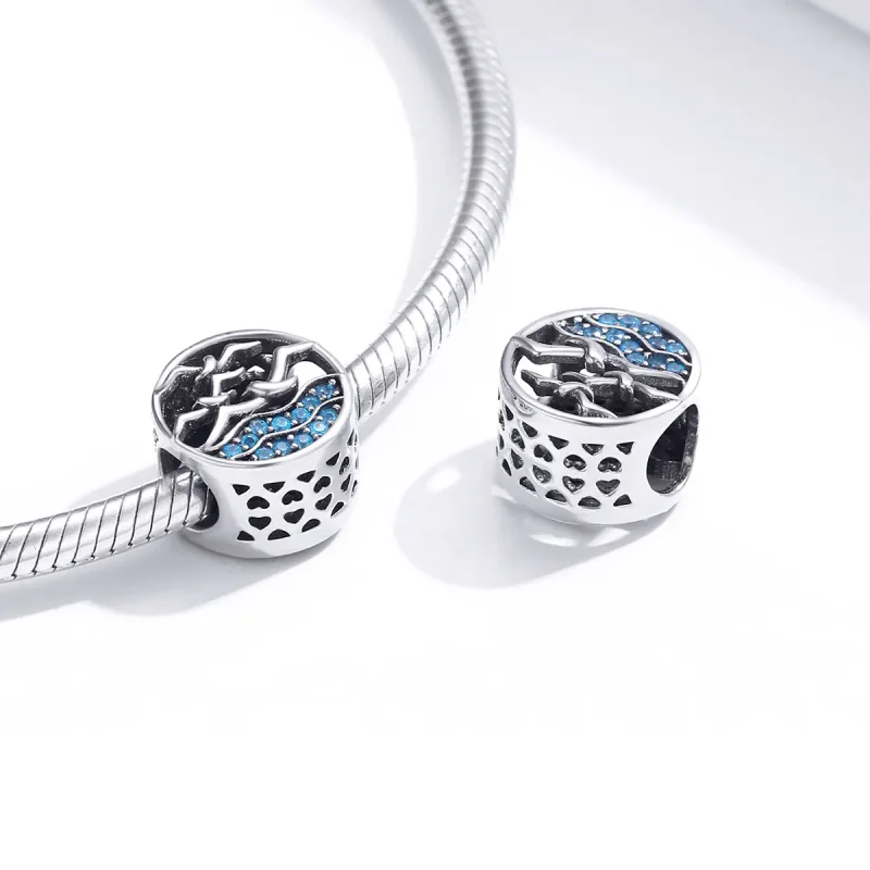 (image for) Pandora Style Silver Wave & Seagulls Charm - SCC1454 - View 4