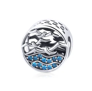 (image for) Pandora Style Silver Wave & Seagulls Charm - SCC1454