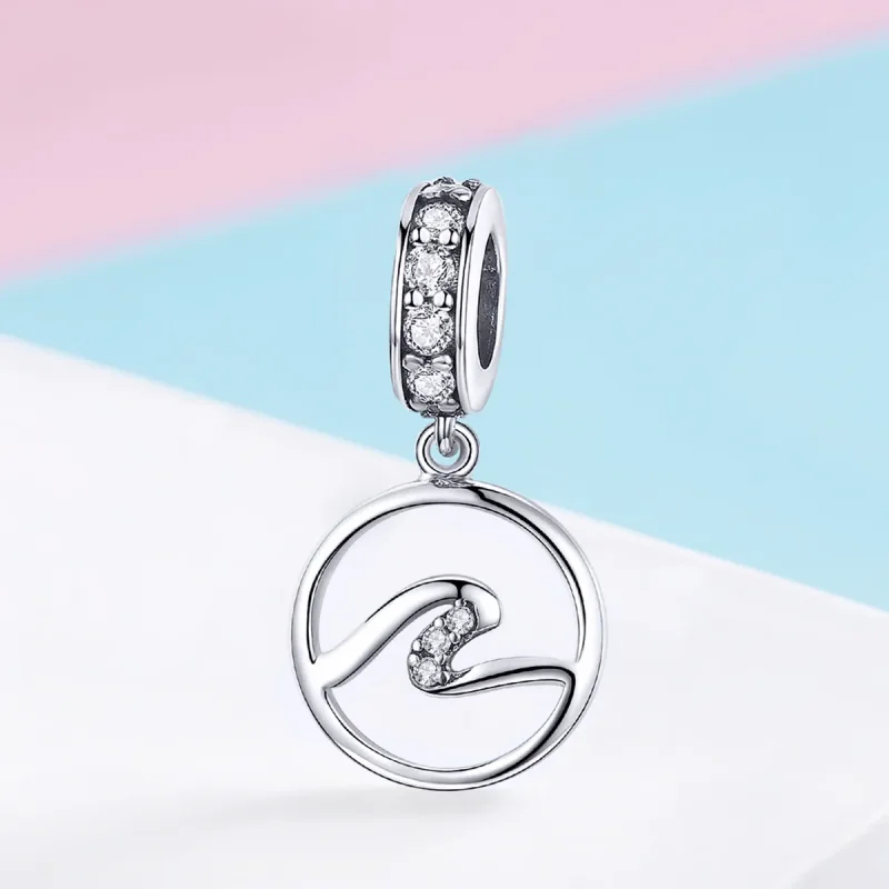 (image for) Pandora Style Silver Waves Dangle - SCC1031 - View 2