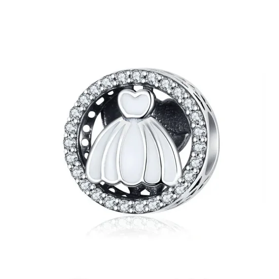 (image for) Pandora Style Silver Wedding Gown Charm - SCC1228