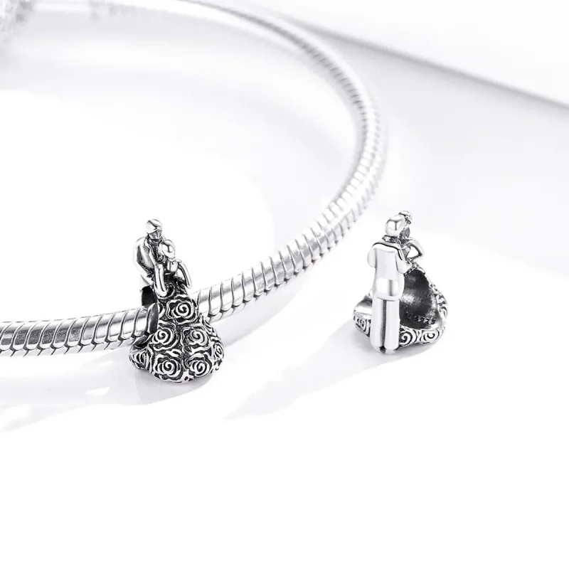 (image for) Pandora Style Silver Wedding Party Dancing Bride And Groom Charm - SCC1564 - View 4
