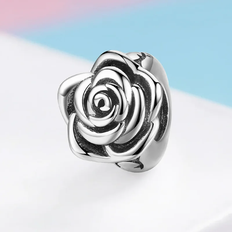 (image for) Pandora Style Silver White Rose Charm - SCC1101 - View 2