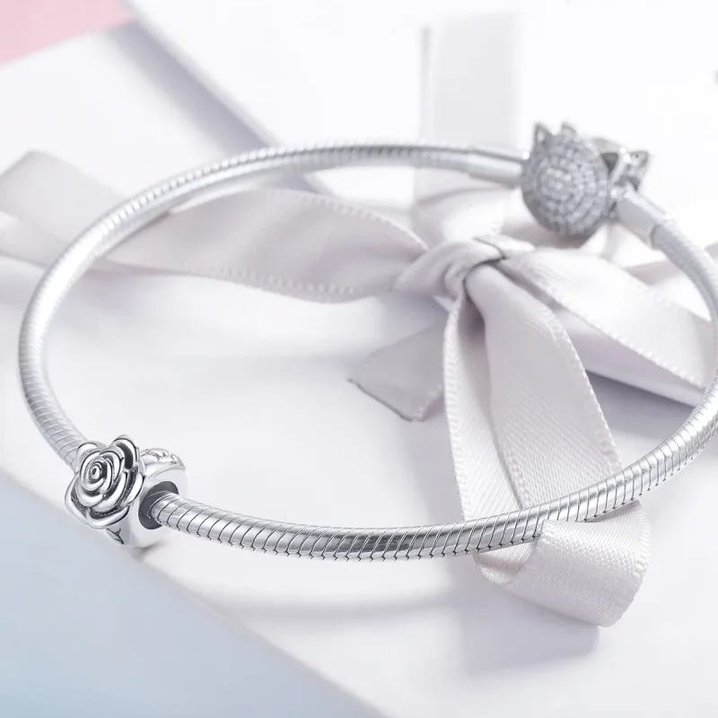 (image for) Pandora Style Silver White Rose Charm - SCC1101 - View 3