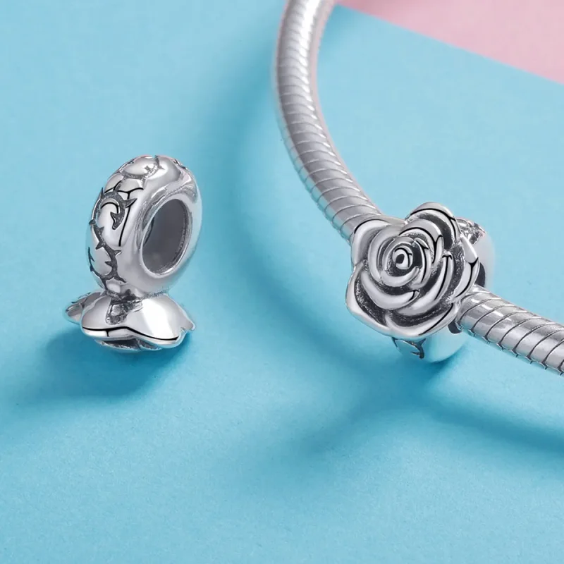 (image for) Pandora Style Silver White Rose Charm - SCC1101 - View 4