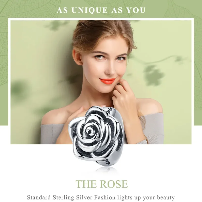 (image for) Pandora Style Silver White Rose Charm - SCC1101 - View 6