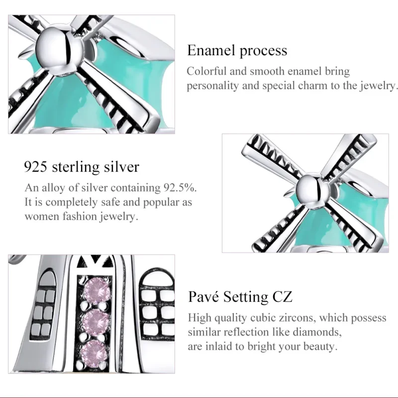 (image for) Pandora Style Silver Windmill Charm - SCC1739 - View 7