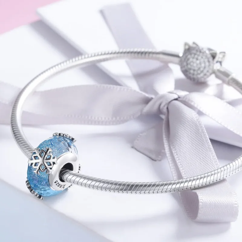 (image for) Pandora Style Silver Winter Frozen Snowflakes Charm - SCC862 - View 4