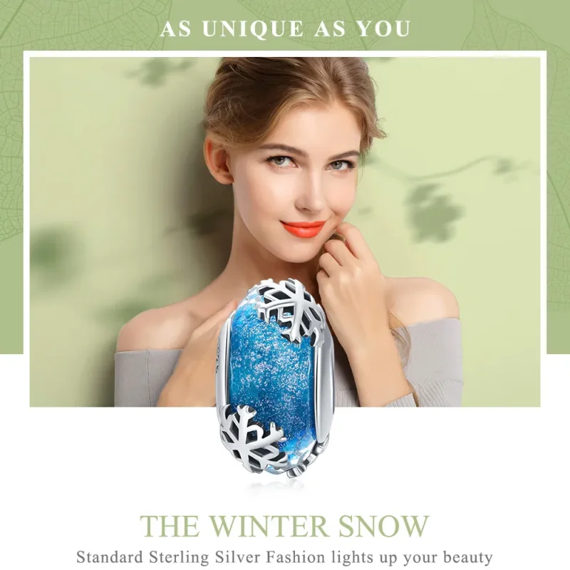 (image for) Pandora Style Silver Winter Frozen Snowflakes Charm - SCC862 - View 6