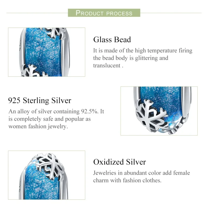 (image for) Pandora Style Silver Winter Frozen Snowflakes Charm - SCC862 - View 7