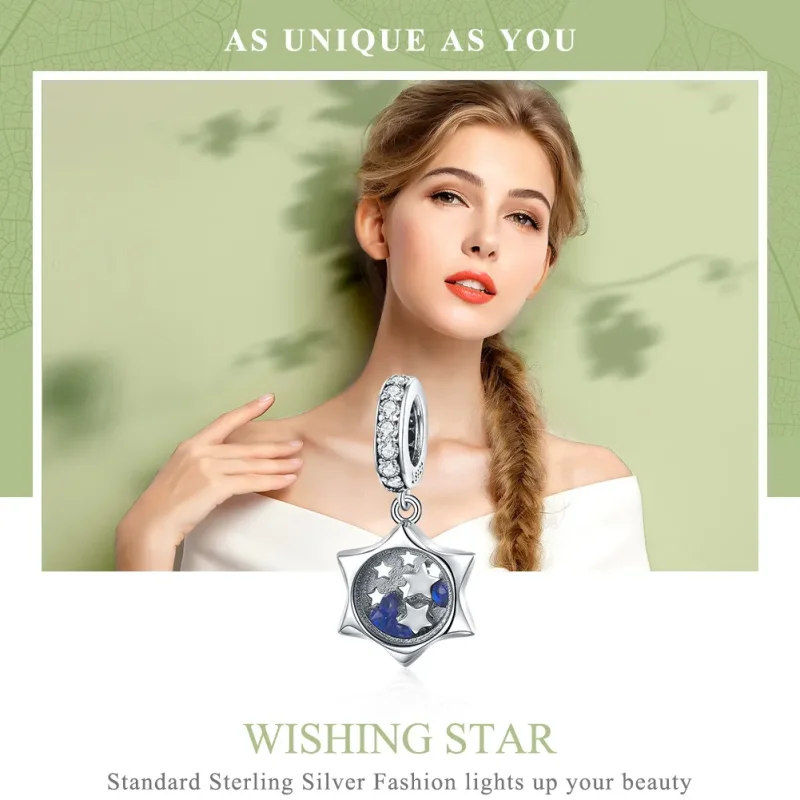 (image for) Pandora Style Silver Wishing Star Dangle - SCC1083 - View 2